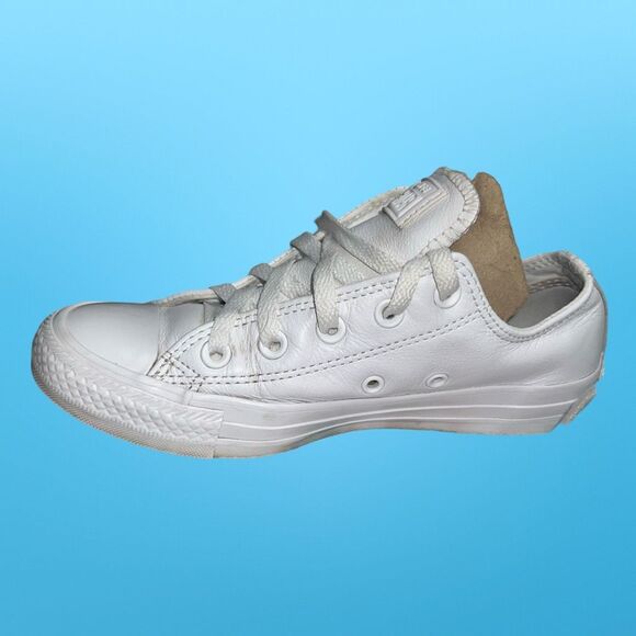 Converse All Star Oxford White Leather Chuck Taylor Low Rise Sneaker W 5.5 - Picture 6 of 8